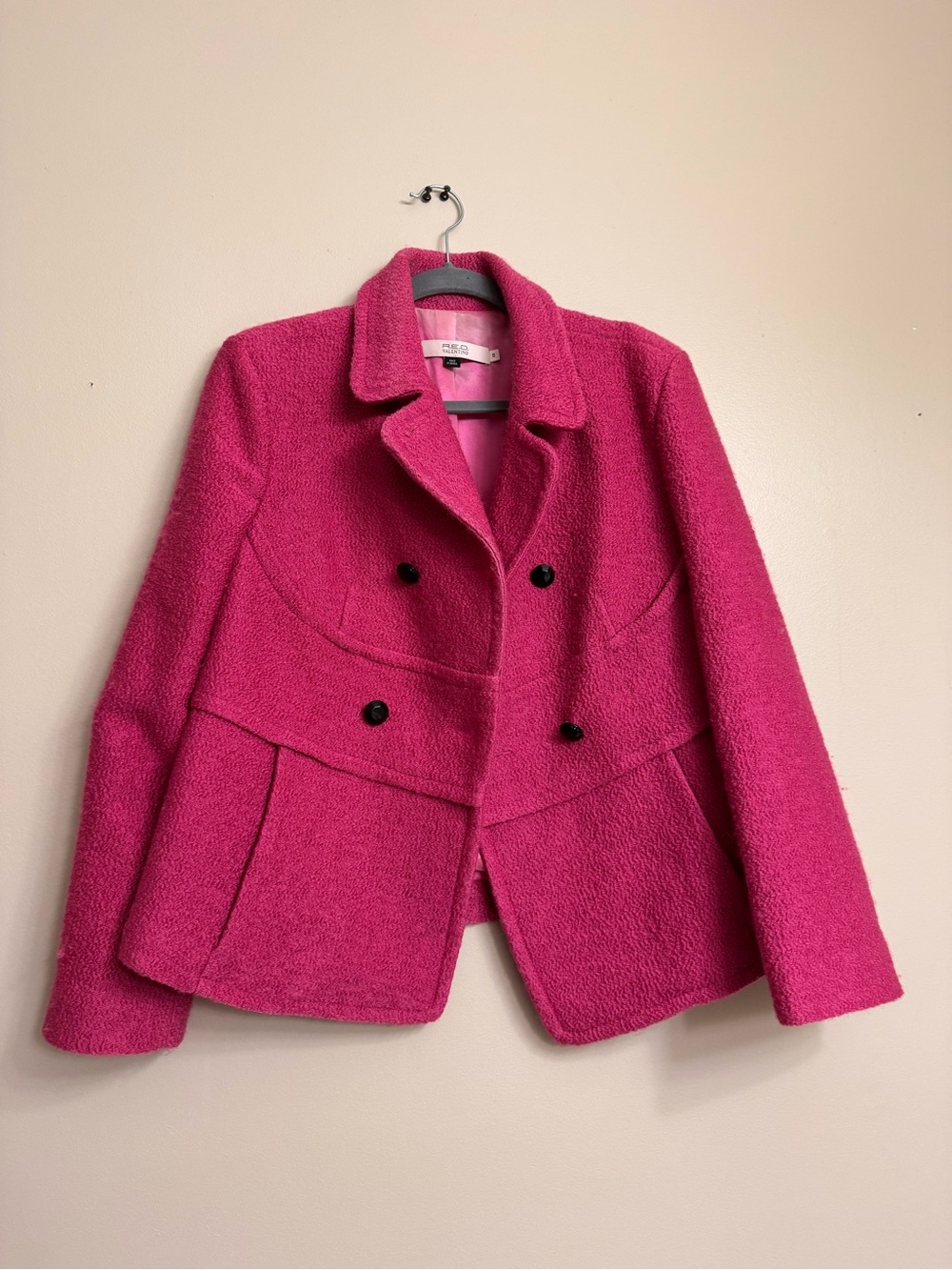 Fuchsia Wool Blend Peacoat Jacket - Red Valentino